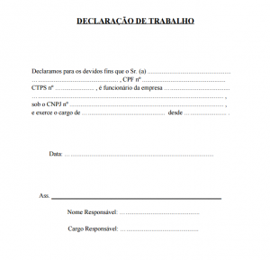 declaração de trabalho